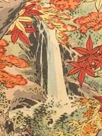Japanse houtblok prent met afbeelding van een waterval in
