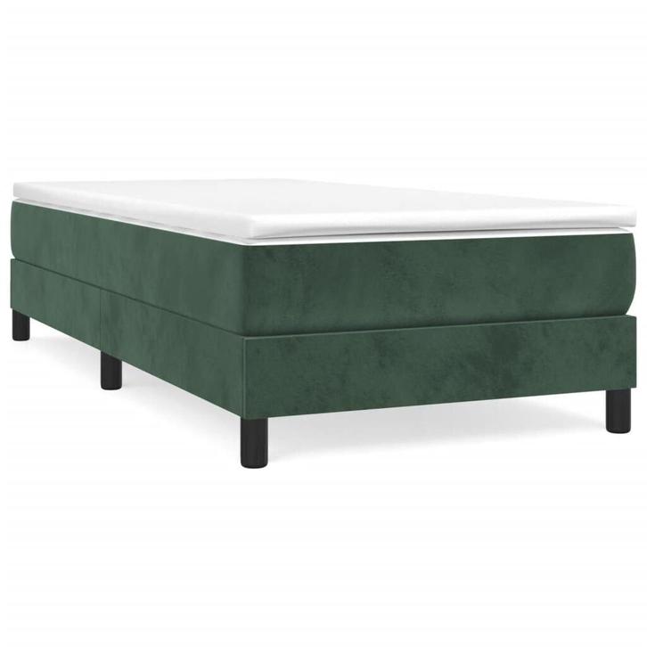 Donkergroen Fluweel Bed 100x200 | Tweedekansje (bedframe), Huis en Inrichting, Slaapkamer | Bedden, 100 cm, 200 cm, Groen, Nieuw