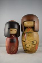 Een paar hoogwaardige Kokeshi-poppen - Hout - Japan - Shwa