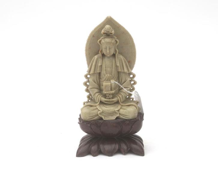 Een gesneden natuurstenen beeld van Guanyin, China, 20e eeuw, Antiek en Kunst, Kunst | Niet-Westerse kunst