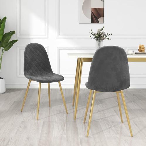 vidaXL Eetkamerstoelen 2 st fluweel donkergrijs, Huis en Inrichting, Stoelen, Grijs, Nieuw, Verzenden