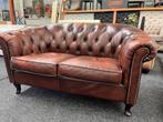 Vintage Chesterfield  Bruin Leren Chesterfield 2 zits Bankje, Ophalen, Gebruikt, CHESTERFIELD, Tweepersoons
