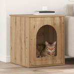 vidaXL Kattenhuis Ambachtelijk eiken 53 x 52 x 62 cm Bewerkt, Dieren en Toebehoren, Katten-accessoires, Verzenden, Nieuw