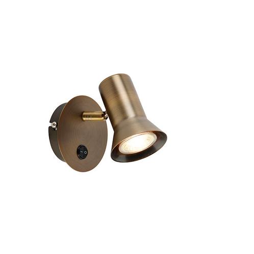 Smart Wandspot brons draai- en kantelbaar met schakelaar, Huis en Inrichting, Lampen | Wandlampen, Nieuw, Overige materialen