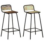 vidaXL Barstoelen 2 st massief gerecycled hout, Huis en Inrichting, Barkrukken, Verzenden, Nieuw