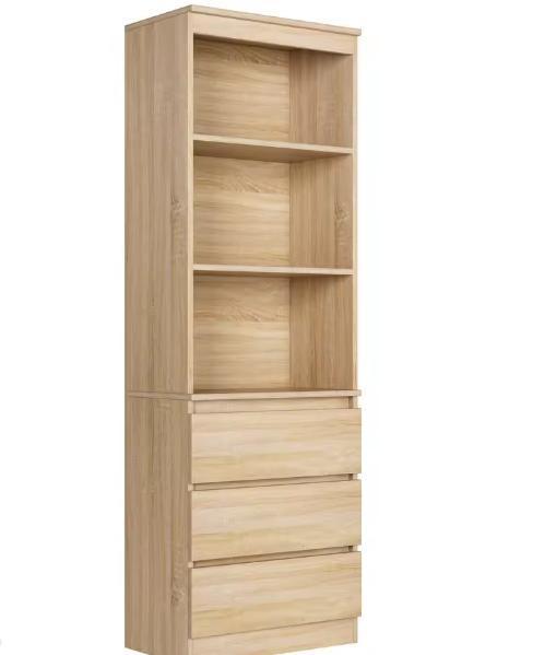 Moderne Boekenkast met LED, 2 Lades en 2 Glazen Deuren, Huis en Inrichting, Kasten | Boekenkasten, Nieuw, Verzenden