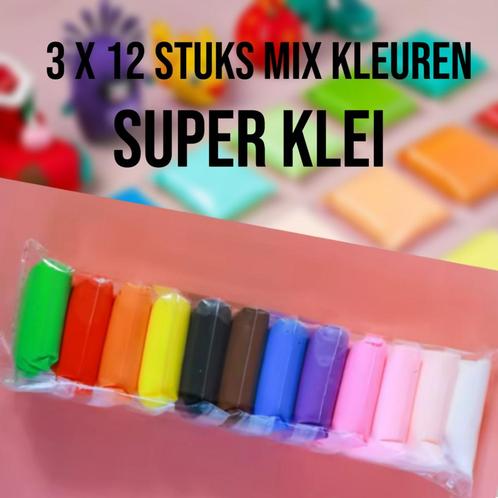 Super Klei 3x 12 Stuks Mix Kleuren - 3x 12 Stuks, Hobby en Vrije tijd, Knutselen, Nieuw, Verzenden
