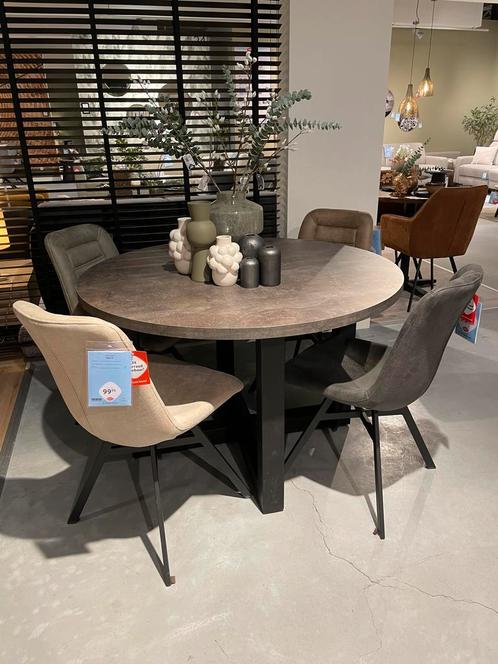 Moderne ronde eettafel - Betonlook Ø124,5cm, Huis en Inrichting, Tafels | Eettafels, 100 tot 150 cm, Nieuw, 100 tot 150 cm, Rond