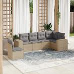 vidaXL 6-delige Loungeset met kussens poly rattan beige, Verzenden, Nieuw, Rotan, Loungeset