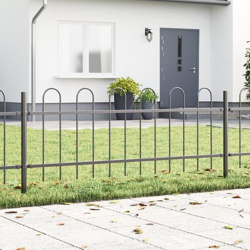 vidaXL Tuinhek met bogen 10,2x0,6 m staal grijs, Tuin en Terras, Schuttingen, Nieuw, IJzer, Verzenden