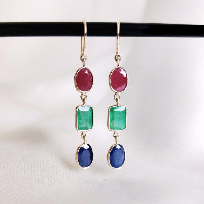 Hangoorbellen - 14 karaat Geel goud - 4.86ct. tw. Robijn -, Sieraden, Tassen en Uiterlijk, Antieke sieraden