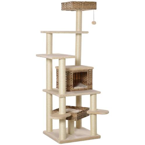 TRUUSK Rotan Krabpaal Met Kattengrot Meertraps Krabpaal Klim, Dieren en Toebehoren, Katten-accessoires, Nieuw, Verzenden