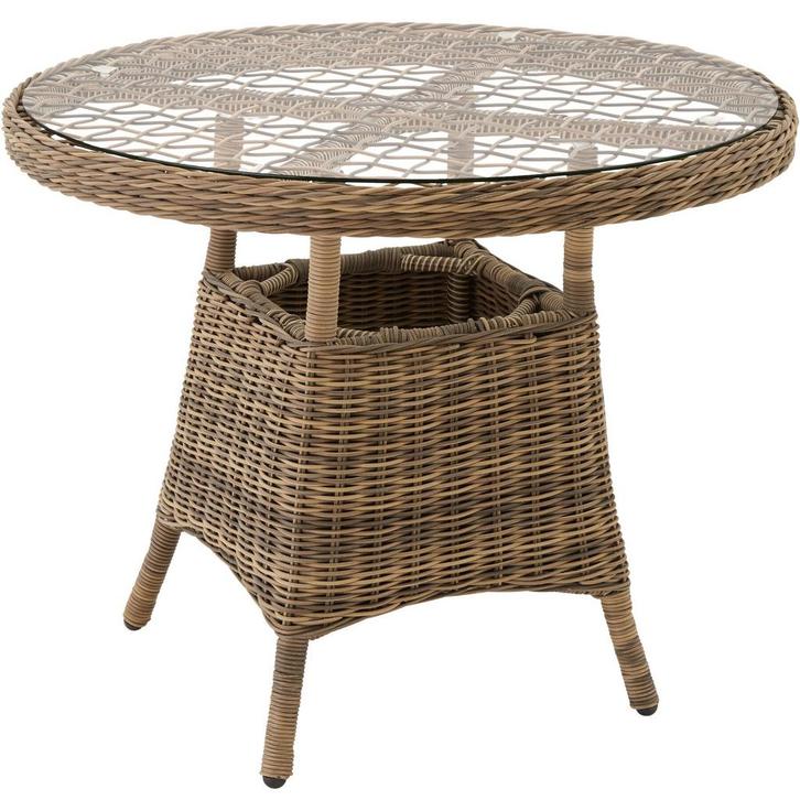 Aluminium tuintafel met glasplaat 91x73,5cm - natuur, Tuin en Terras, Tuinsets en Loungesets, Verzenden