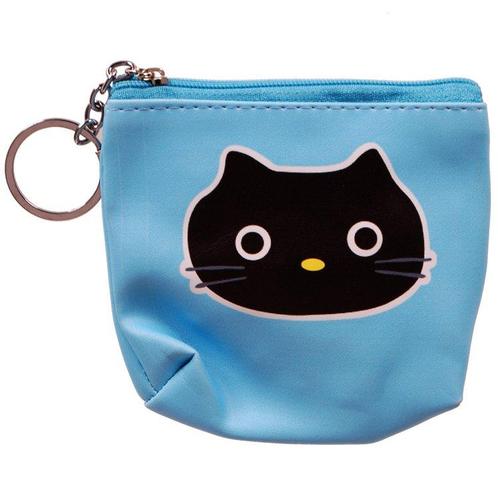 Portemonneetje rits lichtblauw met zwarte kattenkop - Cat is, Sieraden, Tassen en Uiterlijk, Portemonnees, Blauw, Nieuw, Ophalen of Verzenden