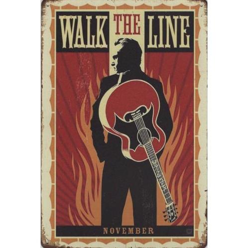 Wandbord -  Johnny Cash Walk The Line, Huis en Inrichting, Woonaccessoires | Wanddecoraties, Nieuw, Ophalen of Verzenden
