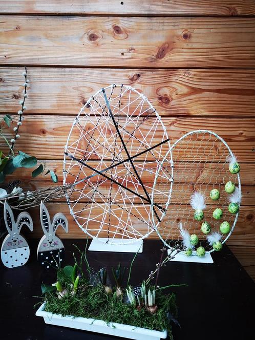 Actie metalen frame ei metal egg ring 32x47cm on base white, Hobby en Vrije tijd, Knutselen, Nieuw, Ophalen of Verzenden