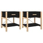 Nachtkastjes Hout Zwart 2 stuks - OP=OP! - Outlet, Minder dan 45 cm, Nieuw, Ophalen of Verzenden, Minder dan 55 cm