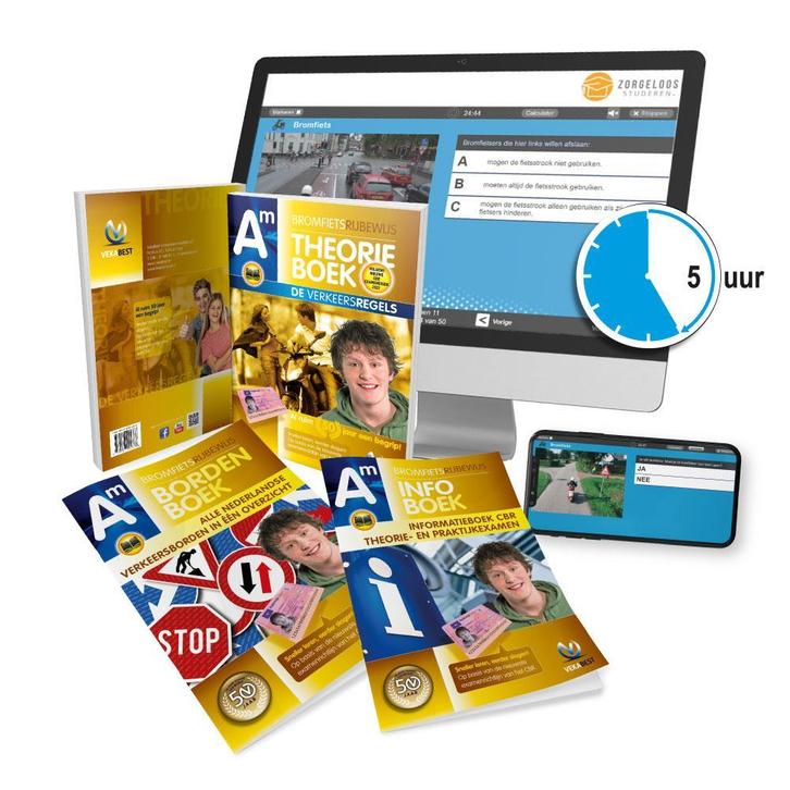 Bromfiets Theorieboek 2023 met 5 Uur Examens Oefenen, Boeken, Studieboeken en Cursussen, Nieuw, Overige niveaus, Verzenden