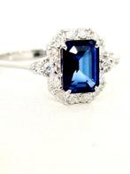 Ring - 18 karaat Witgoud Saffier - Diamant, Sieraden, Tassen en Uiterlijk, Ringen, Nieuw
