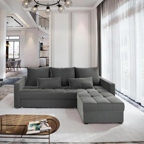 Hoekbank Kos met Opbergruimte Antraciet| Universeel | €449,-, Huis en Inrichting, Banken | Bankstellen, 200 tot 250 cm, 100 tot 125 cm
