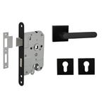 Deurbeslag set met cilinderrozet en deurklink Linee zwart, Doe-het-zelf en Verbouw, Hang- en Sluitwerk, Ophalen of Verzenden, Nieuw