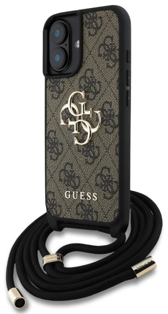 Guess iPhone 16 Back Cover Crossbody 4G Big Logo Cord Bruin, Telecommunicatie, Mobiele telefoons | Hoesjes en Frontjes | Apple iPhone