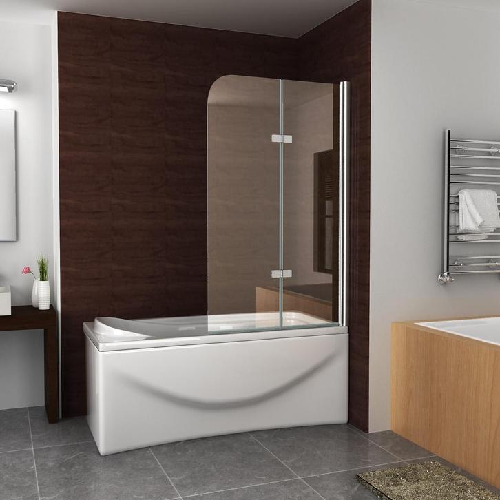 BWS Badwand 2 Delig Inklapbaar 100x140 cm 6mm NANO Coating, Doe-het-zelf en Verbouw, Sanitair, Bad, Nieuw, Chroom, Ophalen of Verzenden