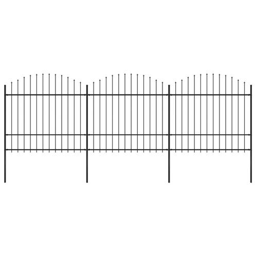 vidaXL Tuinhek met speren bovenkant (1,5-1,75)x5,1 m staal, Tuin en Terras, Schuttingen, Nieuw, IJzer, Verzenden