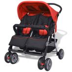 vidaXL Tweelingkinderwagen staal rood en zwart
