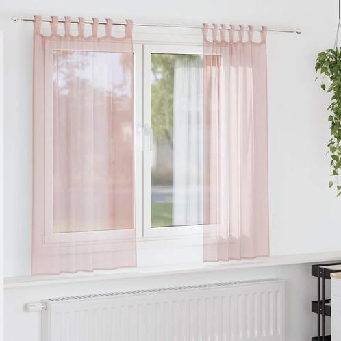 vidaXL Gordijnen voile met lussen 2 st 140x140 cm lichtroze, Huis en Inrichting, Stoffering | Gordijnen en Lamellen, Nieuw, Verzenden