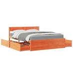 vidaXL Bed met lades en matras massief grenenhout wasbruin, Huis en Inrichting, Slaapkamer | Bedden, Bruin, Verzenden, 140 cm