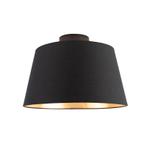 Plafondlamp met katoenen kap zwart met goud 32 cm - Combi, Nieuw, Overige materialen, Klassiek / Antiek