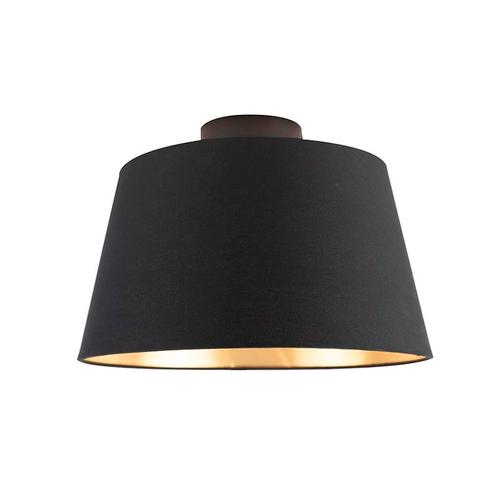 Plafondlamp met katoenen kap zwart met goud 32 cm - Combi, Huis en Inrichting, Lampen | Plafondlampen, Nieuw, Overige materialen