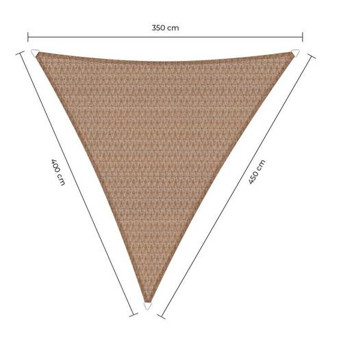 Langhoek schaduwdoek - Zand - Waterdoorlatend - 3,5 x 4,0 x, Tuin en Terras, Schaduwdoeken, Ophalen of Verzenden