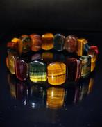 Prachtige natuurlijke multicolore tijgeroogarmband in