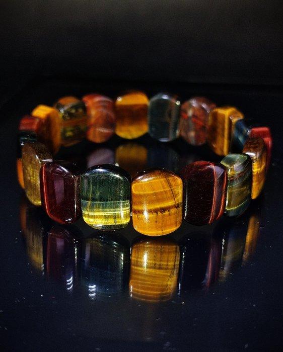 Prachtige natuurlijke multicolore tijgeroogarmband in, Verzamelen, Mineralen en Fossielen