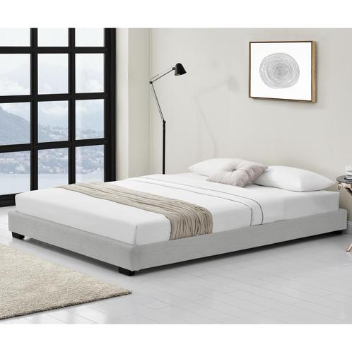 Houten bed Laag kunstleer met bedbodem 180x200 cm wit, Huis en Inrichting, Slaapkamer | Bedden, Verzenden