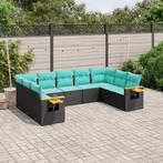 vidaXL 9-delige Loungeset met kussens poly rattan zwart, Verzenden, Nieuw, Rotan, Loungeset