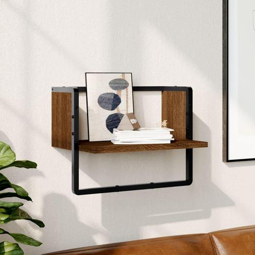 vidaXL Wandschap met stang 40x25x30 cm bruin eikenkleur, Huis en Inrichting, Woonaccessoires | Wandplanken en Boekenplanken, Nieuw
