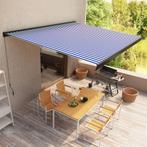 vidaXL Luifel handmatig 450x300 cm blauw en wit, Verzenden, Nieuw