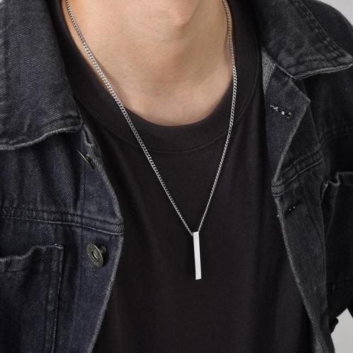 Zilveren rvs staaf ketting, Sieraden, Tassen en Uiterlijk, Kettingen, Nieuw, Verzenden