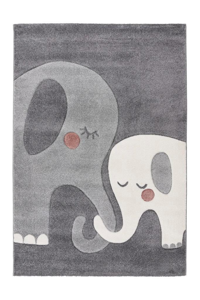 Kindervloerkleed | Happy | Olifant | Zilver | 160x230 cm, Huis en Inrichting, Stoffering | Tapijten en Kleden, Verzenden