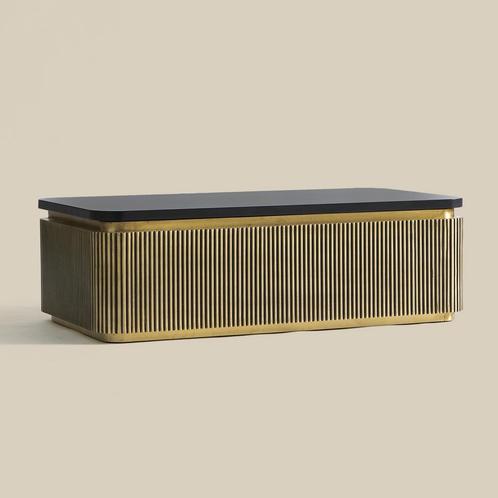 *WOONWINKEL* Salontafel Gouden Ribbels Rechthoekig, Huis en Inrichting, Tafels | Salontafels, Nieuw, Verzenden