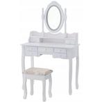 Kaptafel - met spiegel, licht en kruk - 90x40x146 cm - wit, Huis en Inrichting, Tafels | Kaptafels, Ophalen of Verzenden, Nieuw