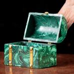 Een fascinerend natuurlijk malachietmozaïek - sieradendoos -, Antiek en Kunst