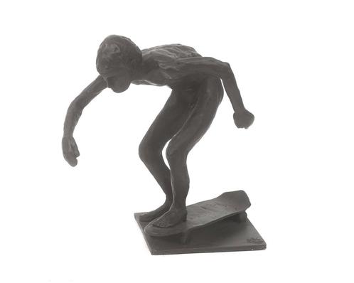 Een beeld van een jongen op een skateboard, Wim Korink, Antiek en Kunst, Antiek | Koper en Brons, Brons