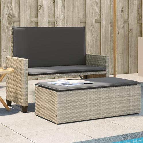 vidaXL Tuinbank met kussens en voetenbank poly rattan, Tuin en Terras, Tuinbanken, Nieuw, Rotan, Verzenden