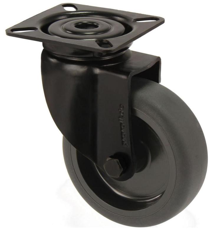 Zwenkwiel zwart met bevestigingsplaat 100 mm, Doe-het-zelf en Verbouw, Zwenkwielen, Verzenden