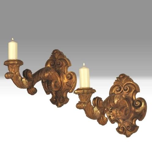 wand-appliques ca 1860 in verguld hout No249982, Antiek en Kunst, Antiek | Kandelaars, Ophalen of Verzenden