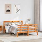 vidaXL Bedframe met hoofdbord massief grenenhout wasbruin, Bruin, Verzenden, Nieuw, Twijfelaar